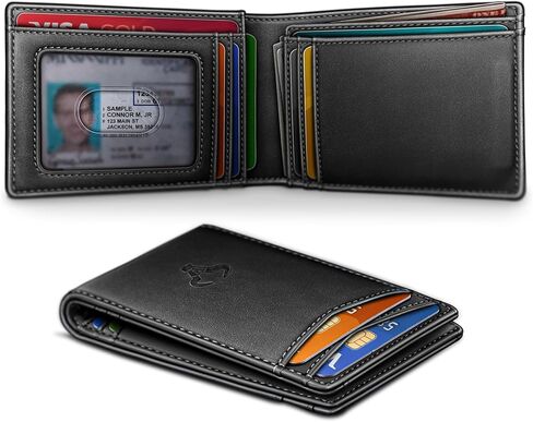BULLIANT Men Wallet,Magnetic Wallet Full-Grain Leather Slim Pocket Fit 10Cards RFID Blocking 4.2" x3" in Saudi Arabia