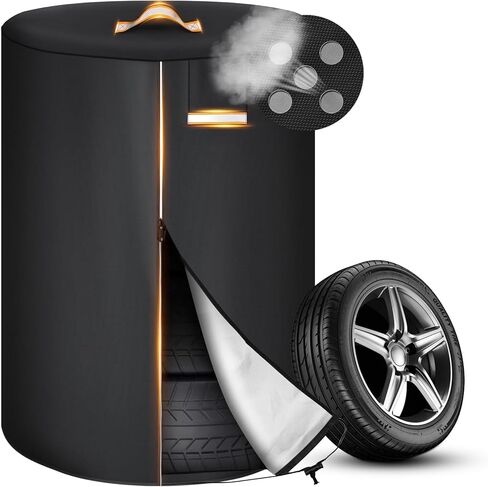 Tire Cover for Storage, 420D Waterproof Tire Storage Bag with Reflective Stripe, Waterproof Zipper, Reflective Handles, Air Vent, Universal Tire Covers Fit 30 Inch Tires in Diameter in Saudi Arabia