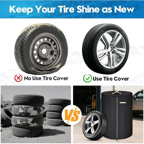 Tire Cover for Storage, 420D Waterproof Tire Storage Bag with Reflective Stripe, Waterproof Zipper, Reflective Handles, Air Vent, Universal Tire Covers Fit 30 Inch Tires in Diameter in Saudi Arabia