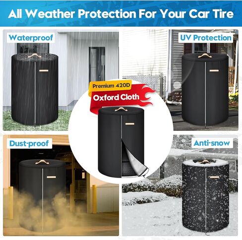 Tire Cover for Storage, 420D Waterproof Tire Storage Bag with Reflective Stripe, Waterproof Zipper, Reflective Handles, Air Vent, Universal Tire Covers Fit 30 Inch Tires in Diameter in Saudi Arabia