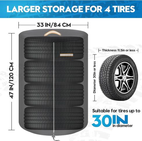 Tire Cover for Storage, 420D Waterproof Tire Storage Bag with Reflective Stripe, Waterproof Zipper, Reflective Handles, Air Vent, Universal Tire Covers Fit 30 Inch Tires in Diameter in Saudi Arabia