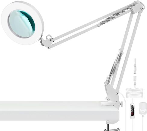 YOUKOYI LED Desk Lamp with Clamp,Flexible Gooseneck Architect Table Lamp - 5 Brightness Levels & 4 Color Modes, Touch Control, Eye-Care 10W Desk Light for Home/Office/Reading/Work(White) in Kuwait