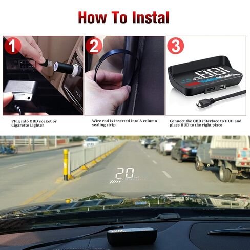 عرض رأس السيارة، عداد سرعة OBD2 HUD GPS لشاحنة، iKiKin M7 ثنائي وضع العرض الزجاج الأمامي للسيارة للعرض الخارجي لجميع السيارات والمركبات in Kuwait