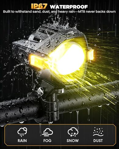 مصابيح ضباب LED للدراجة النارية من Auxbeam مصابيح قيادة كهرمانية ضوء مساعد، سلسلة MT8 أضواء LED مع 8 أوضاع مزدوجة اللون، 60 وات 6000 لومين ضوء عمل للطرق الوعرة للدراجات النارية ATV UTV Dirtbike Truck in Kuwait