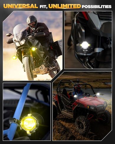 مصابيح ضباب LED للدراجة النارية من Auxbeam مصابيح قيادة كهرمانية ضوء مساعد، سلسلة MT8 أضواء LED مع 8 أوضاع مزدوجة اللون، 60 وات 6000 لومين ضوء عمل للطرق الوعرة للدراجات النارية ATV UTV Dirtbike Truck in Kuwait
