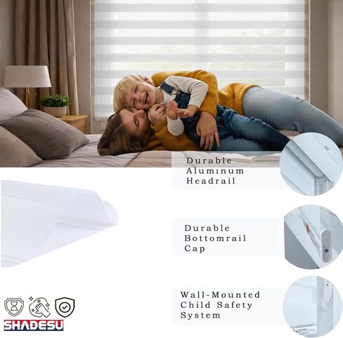 ستائر ShadesU Zebra لأسطوانة النوافذ الداخلية، ظلال حمار وحشي لظلال تصفية الضوء الخاصة بالنوافذ (أقصى ارتفاع 72 بوصة) (اللون الأبيض) (العرض 34 بوصة) in Kuwait