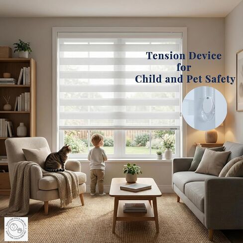 ستائر ShadesU Zebra لأسطوانة النوافذ الداخلية، ظلال حمار وحشي لظلال تصفية الضوء الخاصة بالنوافذ (أقصى ارتفاع 72 بوصة) (اللون الأبيض) (العرض 34 بوصة) in Kuwait