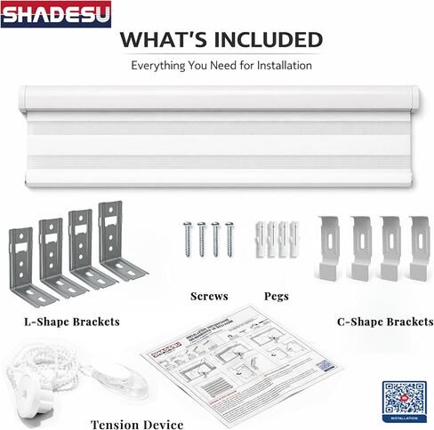 ستائر ShadesU Zebra لأسطوانة النوافذ الداخلية، ظلال حمار وحشي لظلال تصفية الضوء الخاصة بالنوافذ (أقصى ارتفاع 72 بوصة) (اللون الأبيض) (العرض 34 بوصة) in Kuwait