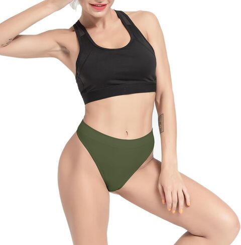 GRANKEE Women's High Waisted Breathable Seamless Thong Panties,No Show Workout Underwear,Comfortable Cotton Crotch,12 Pack (B3S3 GWU S) in Kuwait