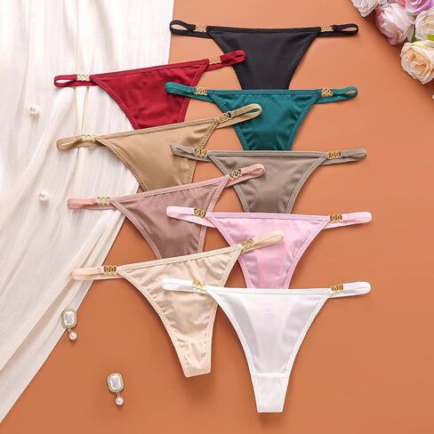 9-Pack Low Waist Thong Panties, Adjustable Strap Sexy Women’s Underwear Set, Comfortable No Show Thongs in Saudi Arabia