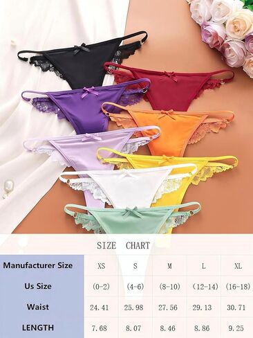 Plus Size Lace Thong Panties, 8-Pack Sexy Lace Bow Thong Underwear Set, Comfortable Breathable Women’s Lace Thongs in Saudi Arabia