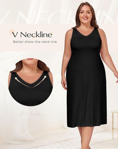 MANCYFIT Plus Size Full Slip for Women Long Slip for Under Dress Slips Tank Top Long Nightgown in Saudi Arabia