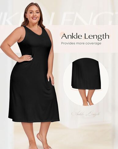 MANCYFIT Plus Size Full Slip for Women Long Slip for Under Dress Slips Tank Top Long Nightgown in Saudi Arabia