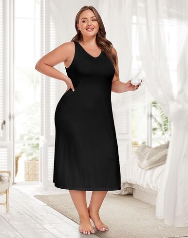 MANCYFIT Plus Size Full Slip for Women Long Slip for Under Dress Slips Tank Top Long Nightgown in Saudi Arabia