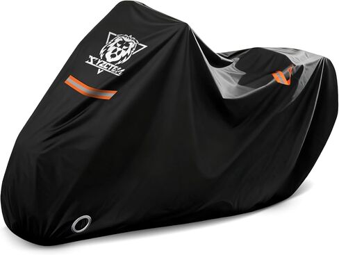 XYZCTEM Motorcycle Cover Waterproof Outdoor All Season Protection Motorcycle Storage Night Reflective Handles with Lock-Holes Storage Bag Fits up to 116" Motorcycle Vehicle Covers, Black in Kuwait