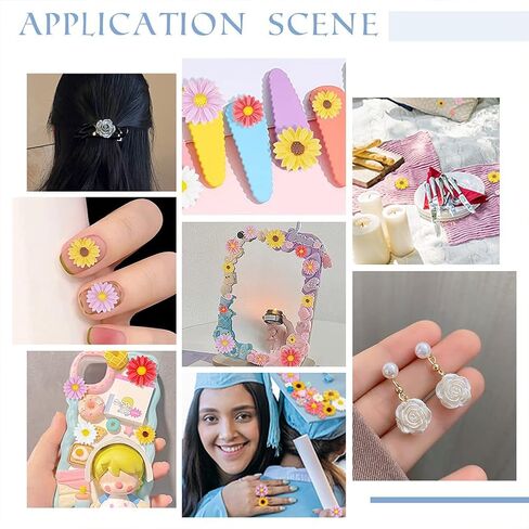 PH PandaHall 50pcs Flower Beads 5 Sizes Rose Cabochons 5 Colors Flatback Floral Resin Beads Opaque Rose Cabochons Backs for Spring Phone Case Hairpin Shoe Scrapbooking Jewelry Making Home Decor in Kuwait