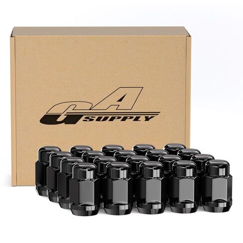 GAsupply 1/2 x 20 Black Lug Nuts, 1/2''-20 Closed End Bulge Acorn Lug Nut Set 1.38" 35mm Tall 3/4" 19mm Hex Conical Seat 60 Degree, 20pcs in Kuwait