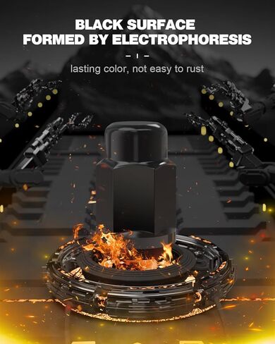 GAsupply 1/2 x 20 Black Lug Nuts, 1/2''-20 Closed End Bulge Acorn Lug Nut Set 1.38" 35mm Tall 3/4" 19mm Hex Conical Seat 60 Degree, 20pcs in Kuwait