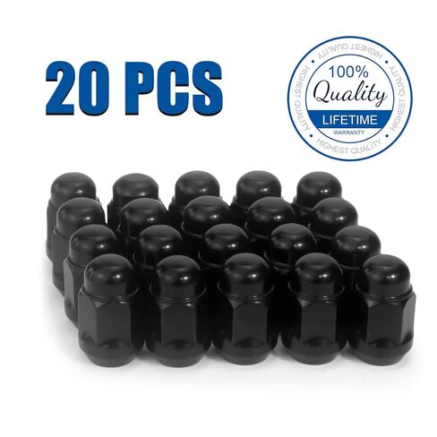 GAsupply 1/2 x 20 Black Lug Nuts, 1/2''-20 Closed End Bulge Acorn Lug Nut Set 1.38" 35mm Tall 3/4" 19mm Hex Conical Seat 60 Degree, 20pcs in Kuwait