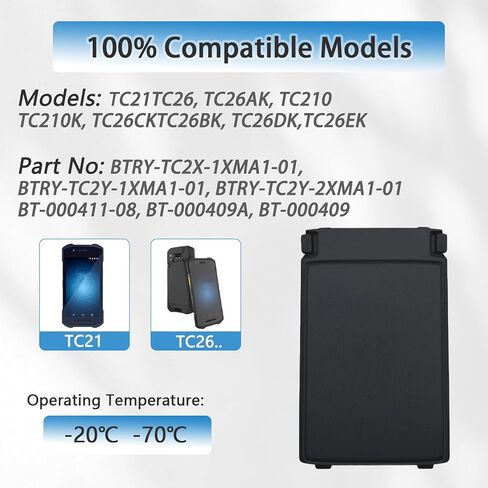 بطارية ليثيوم أيون بديلة بقدرة 5260 مللي أمبير في الساعة لماسح الباركود Zebra TC21، TC26، TC26AK، TC210، TC210K، BT-000409، BT-000411-08، BTRY-TC2Y-1XMA1-01، BT-000409-50، BT-000409-56 in Kuwait
