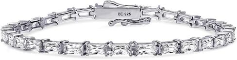 BERRICLE Sterling Silver CZ Tennis Bracelet for Women – Baguette-Cut/Emerald-Cut Classic Sparkle Jewelry in Saudi Arabia