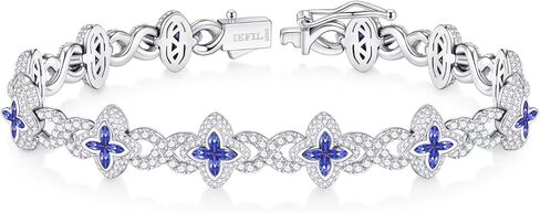 Iefil St. Patrick's Day Gifts - Clover Tennis Bracelet for Women, Infinty Clover Birthstone Bracelet, Mothers Valentines Day Jewelry Gifts for Women Her in Saudi Arabia