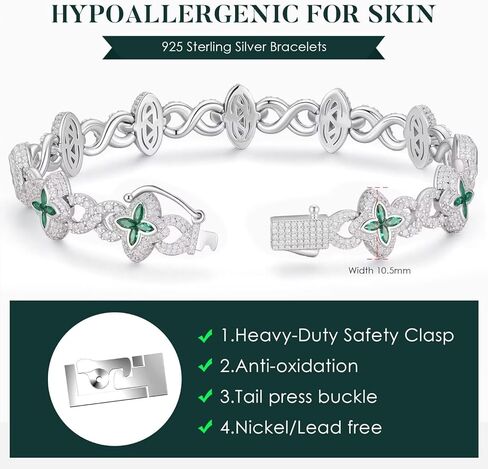 Iefil St. Patrick's Day Gifts - Clover Tennis Bracelet for Women, Infinty Clover Birthstone Bracelet, Mothers Valentines Day Jewelry Gifts for Women Her in Saudi Arabia