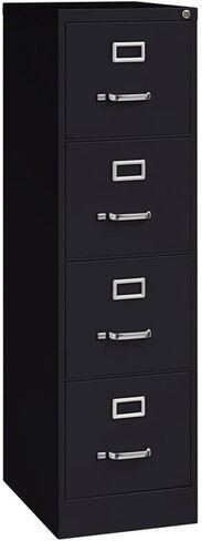 Pemberly Row 4 Drawers 52" Vertical Black Metal Filing Cabinet Lockable Pre-Assembled Stationary Letter Size for Home, Office in Saudi Arabia