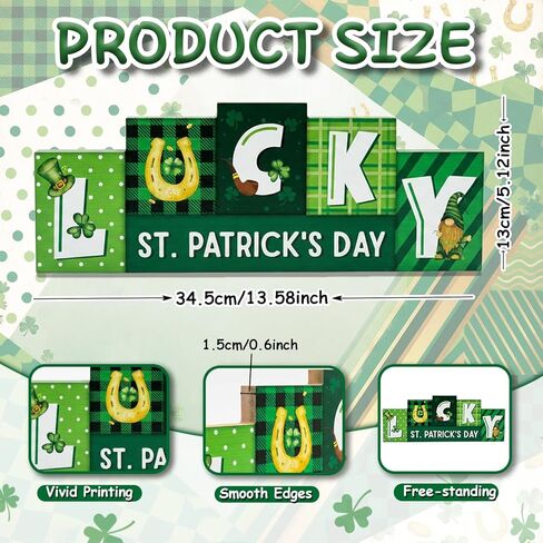 St. Patrick's Day Decorations, Wooden St Patricks Day Table Decorations, St. Patrick's Tabletop Decor Irish Table Centerpiece for Shelf Mantel Home Party Decor in Saudi Arabia
