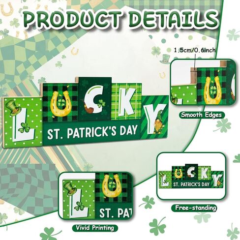 St. Patrick's Day Decorations, Wooden St Patricks Day Table Decorations, St. Patrick's Tabletop Decor Irish Table Centerpiece for Shelf Mantel Home Party Decor in Saudi Arabia