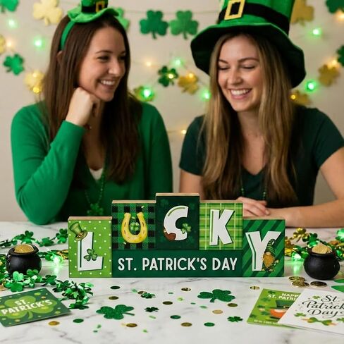 St. Patrick's Day Decorations, Wooden St Patricks Day Table Decorations, St. Patrick's Tabletop Decor Irish Table Centerpiece for Shelf Mantel Home Party Decor in Saudi Arabia