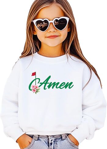 سويت شيرت Olive Loves Apple Amen Golf للنساء المراهقات والأطفال، عصري برقبة مستديرة لبطولات الجولف in Saudi Arabia