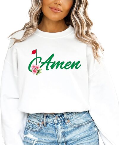 سويت شيرت Olive Loves Apple Amen Golf للنساء المراهقات والأطفال، عصري برقبة مستديرة لبطولات الجولف in Saudi Arabia