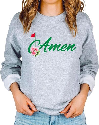 سويت شيرت Olive Loves Apple Amen Golf للنساء المراهقات والأطفال، عصري برقبة مستديرة لبطولات الجولف in Saudi Arabia