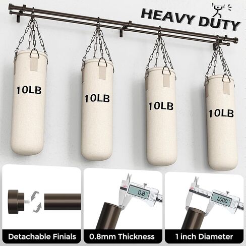 Double Curtain Rod, 1 Inch Bronze Extra Long Dual Curtain Rods 72 to 144 Inch with Aluminium Modern End Cap Finial, Adjustable Heavy Duty Window Treatment Rod, Telescopic Metal Double Drapery Pole Set in Kuwait