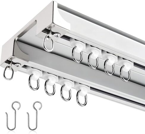 Double Curtain Track Ceiling Mount 6FT Heavy Duty White Room Divider with Hook for Bedroom Living Room RV in Kuwait