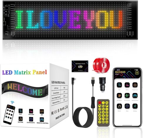 Digital Flexible LED Signs for Cars, SUVs, Trucks &Party Wedding Festival, Bluetooth App Control DIY Programmable Scrolling Light Signs Matrix Panel, USB 5V2A, 13.7''x4.01'' in Saudi Arabia