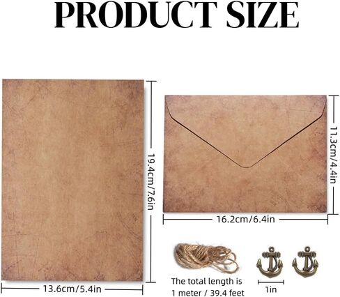 مجموعة حرفية كلاسيكية كاملة: مجموعة حروف عتيقة مكونة من 60 قطعة مع ورق قرطاسية وأظرف قديمة وحبل ومفاتيح كلاسيكية للدعوات ورسائل الحب in Kuwait