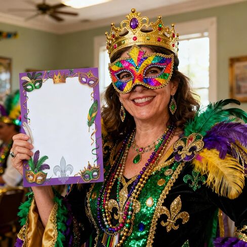 codree 80 Sheets Mardi Gras Letterhead Stationery Printer Paper, 11 x 8.6 Inch Purple Gold Green Masquerade Paper Stationery, Mardi Gras Decorative Writing Papers for Party Invitations in Saudi Arabia