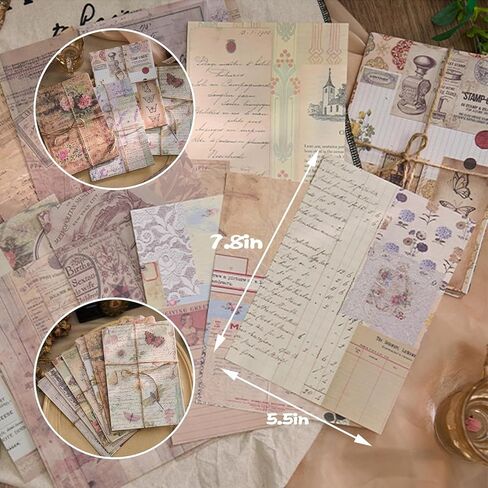 30 Sheets Vintage Scrapbook Paper, 5.5x8 Inches Aesthetic Writing Paper for Journaling in Saudi Arabia
