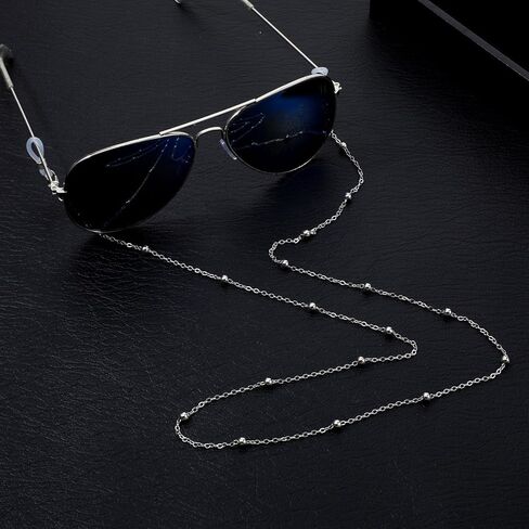 6 PCS Eyeglass Chains Reading Glasses Necklace for Women, Beaded Necklace Glasses Cord Holder, Adjustable Eyewear Retainer for Sunglasses and Reading Glasses (Gold, Silve, Black) in Saudi Arabia