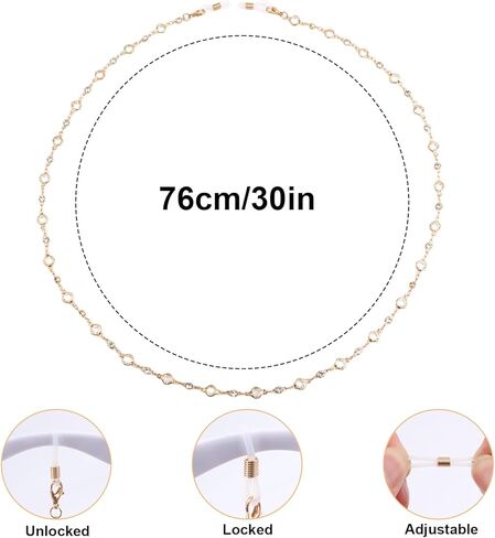 Crystal Beaded Eyeglass Chain, Adjustable Around Neck Eye Glasses Chains Sunglasses Necklace String Strap Holder Hanger Lanyard Accessories for Women Men in Saudi Arabia