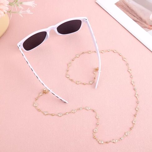 Crystal Beaded Eyeglass Chain, Adjustable Around Neck Eye Glasses Chains Sunglasses Necklace String Strap Holder Hanger Lanyard Accessories for Women Men in Saudi Arabia
