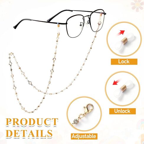 سلسلة نظارات مطرزة بالكريستال، سلاسل نظارات العين للنساء، حاملات نظارات العين حول الرقبة، حزام حامل النظارات الشمسية للنساء والفتيات in Saudi Arabia