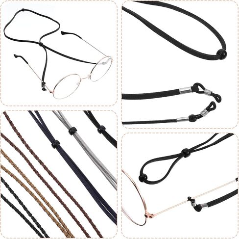Ouligay 6 PCS Leather Eyeglass Holders Around Neck Soft Glasses Holder Strap Eyeglass Chains for Women & Men Multicolored Eye Glass Holder in Saudi Arabia