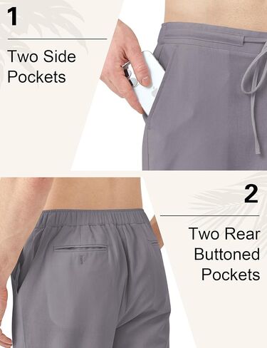 Idtswch 32/34/36/38 Inseam Men's Tall Casual Linen Pants Elastic Waist Drawstring Lightweight Summer Trousers in Saudi Arabia