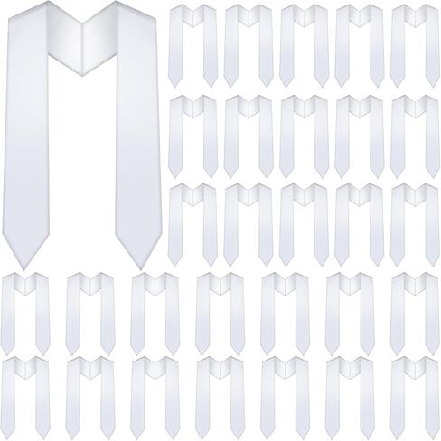 XunYee 6 Pcs 51 Inch White Unisex Kids Plain Graduation Stole Bulk Blank Kindergarten Graduation Sash Preschool Stole for 2026 in Saudi Arabia