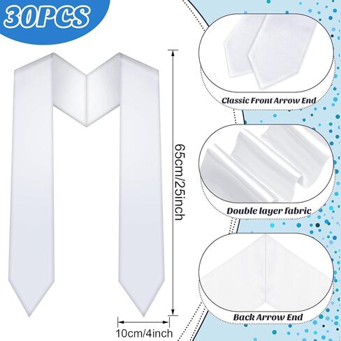 XunYee 6 Pcs 51 Inch White Unisex Kids Plain Graduation Stole Bulk Blank Kindergarten Graduation Sash Preschool Stole for 2026 in Saudi Arabia