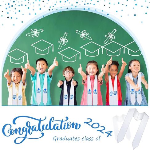 XunYee 6 Pcs 51 Inch White Unisex Kids Plain Graduation Stole Bulk Blank Kindergarten Graduation Sash Preschool Stole for 2026 in Saudi Arabia