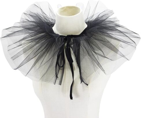Clown Tulle Ruffled Collar Vintage Neck Ruff Mesh Collar Halloween Cosplay Costume Clown Choker Mesh Neck Ruff Co in Saudi Arabia